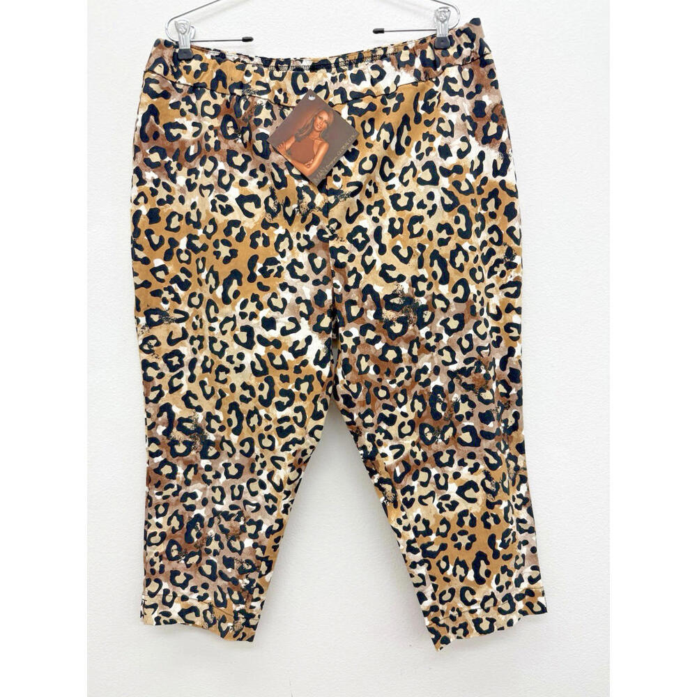 IMAN Global Chic Luxury Resort Palazzo Pants Size 1XP Cheetah Leopard Print